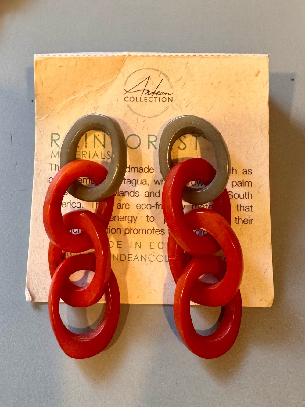 Red Link Drop Earrings